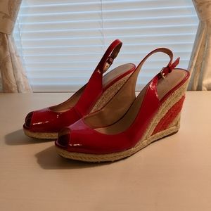 Red Patent Wedge Heels